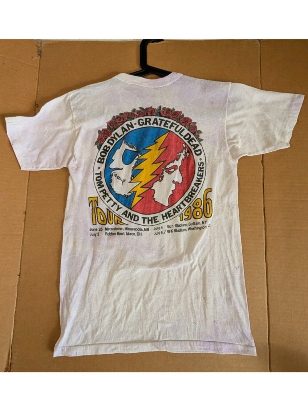 RARE Vintage Grateful Dead 1986 LIBERTY Tour T-Shirt BOB DYLAN TOM PETTY JERRY M - Picture 12 of 16